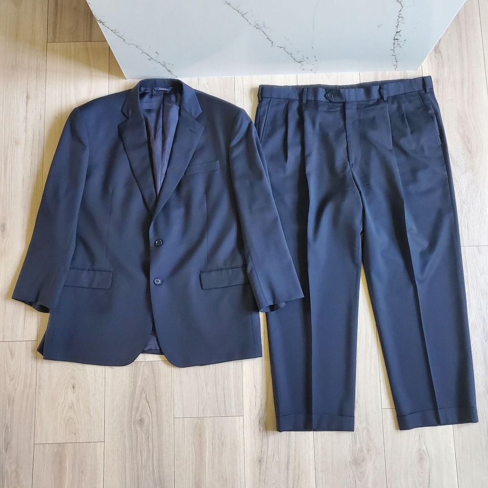 Brooks Brothers 1818 Madison Suit Mens 46R W41 Navy Wool Estrato Tailored USA